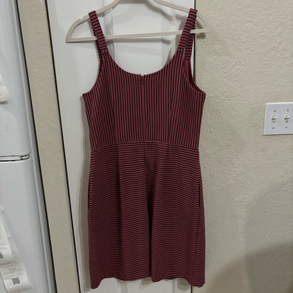 LOFT Mauve and Black Striped Ribbed Mini Dress - Picture 3 of 8